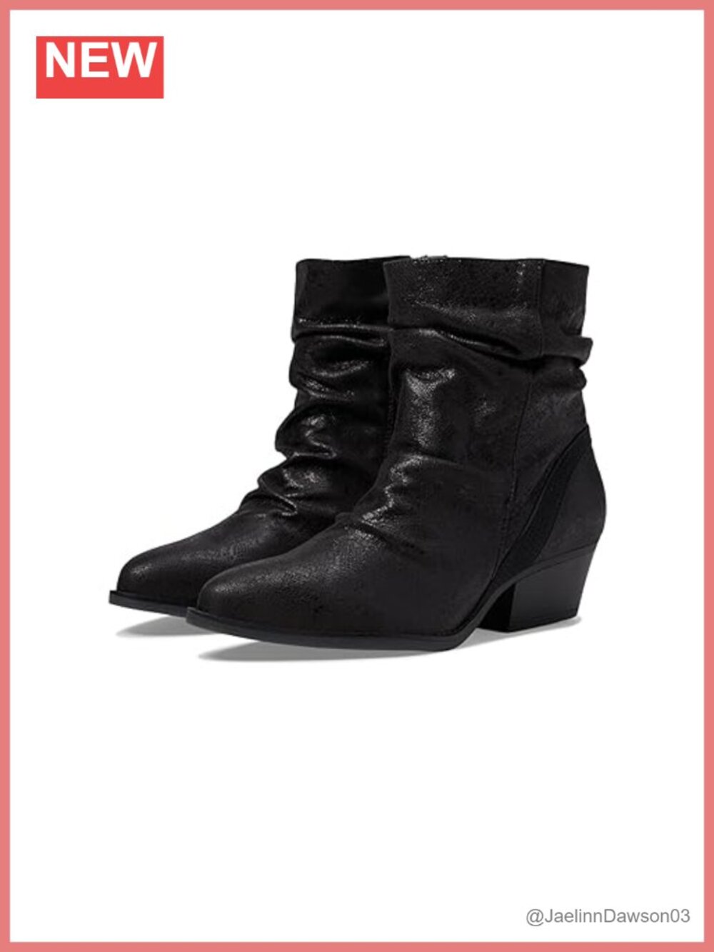 Western Ankle Bootie with Pointed Toe, Block Heel, Inside Zipper, Cushioned